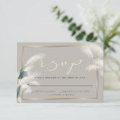 スモーキーティール(緑がかった色)アンスリウムパンパスグラス 出欠カード (スタンド正面)