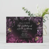 スモーキーパープルピンクローズ&スカルバースデーパーティー 招待状 (スタンド正面)