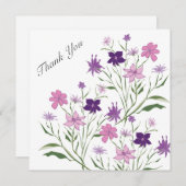 スモーキーピンクの花ありがとう招待状 サンキューカード (正面/裏面)