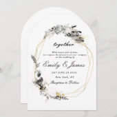 スモーキーフレーム金ゴールドシック結婚ズ 招待状 (正面/裏面)