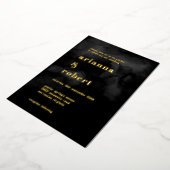 スモーキーブラックウォーター色キャンバスモダン金ゴールド 箔招待状 (回転した状態)