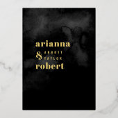 スモーキーブラックウォーター色キャンバスモダン金ゴールド 箔招待状 (裏面)