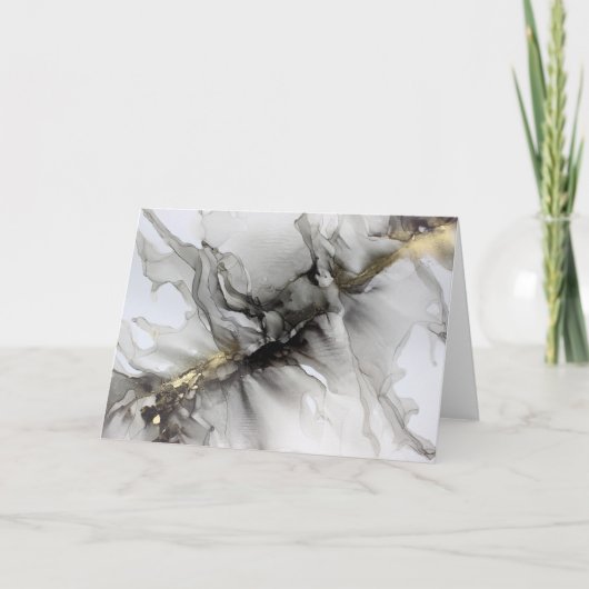 スモーキーブラックグレー金ゴールドサンキューカード サンキューカード (正面)