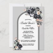 スモーキーブラックフローラアーチブライダルシャワー 招待状 (正面)