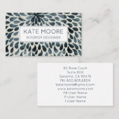 スモーキーブルーグレーパターンインテリア設計者 名刺 (正面/裏面)