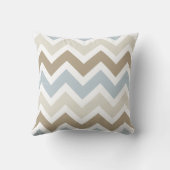 スモーキーブルーグレー、タン、および茶色のシェブロン模様 クッション (裏面)