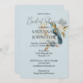 スモーキーブルーハミングバードアジサイブライダルシャワー 招待状 (正面/裏面)