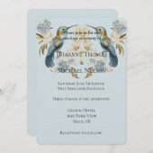 スモーキーブルーハミングバードアジサイ結婚の花 招待状 (正面/裏面)