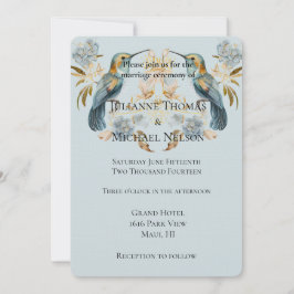 スモーキーブルーハミングバードアジサイ結婚の花 招待状