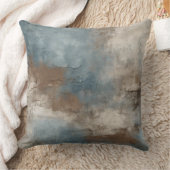 スモーキーブルーブラウンベージュ素朴抽象芸術 クッション (ブランケット)