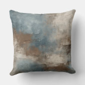 スモーキーブルーブラウンベージュ素朴抽象芸術 クッション (裏面)