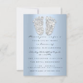 スモーキーブルーベビーシャワー足ボーイガール3dグリッター 招待状 (正面)