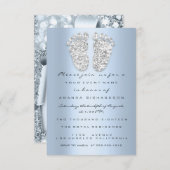 スモーキーブルーベビーシャワー足ボーイガール3dグリッター 招待状 (正面/裏面)