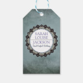 スモーキーブルーモノグラムハンドメイド服ラベル ギフトタグ (正面)