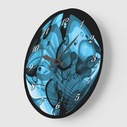 スモーキーブルー抽象芸術ウォールクロック ラージ壁時計 (傾斜)