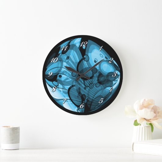 スモーキーブルー抽象芸術ウォールクロック ラージ壁時計 (ホーム)
