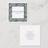 スモーキーブルー絞り染めティアドロップパターンプロフェッショナル スクエア名刺 (正面/裏面)