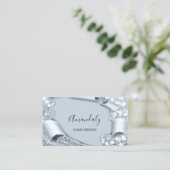 スモーキーブルー3Dメイクアップイベントプランナーグリッター 名刺 (スタンド正面)