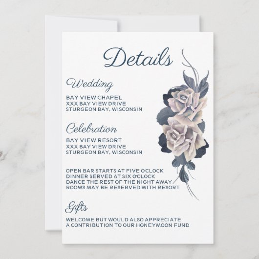 スモーキーブルー&赤面ボホバラ結婚式招待状 招待状 (裏面)