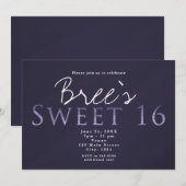 スモーキープラムグレー Sweet 16 バースデーパーティー招待状 招待状 (正面/裏面)