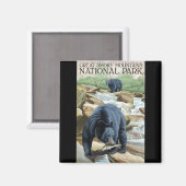 スモーキーマウンテンブラックベア魚釣り冷蔵庫用マグネット マグネット (正面/裏面)