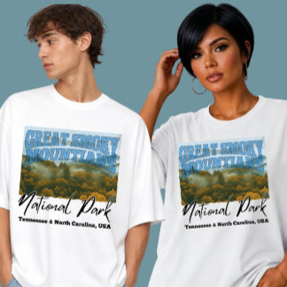 スモーキーマウンテン テネシー&ノースカロライナ レトロデザイン Tシャツ