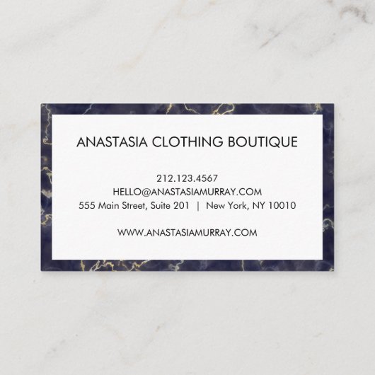 スモーキーモダン白黒マーブルミニマリストラグジュアリー 名刺 (裏面)