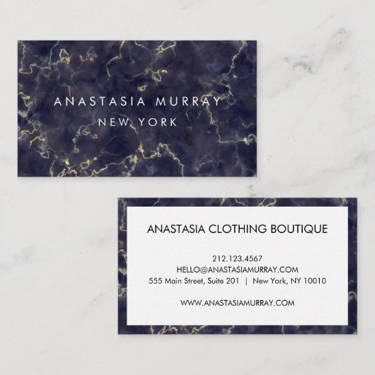 スモーキーモダン白黒マーブルミニマリストラグジュアリー 名刺 (正面/裏面)