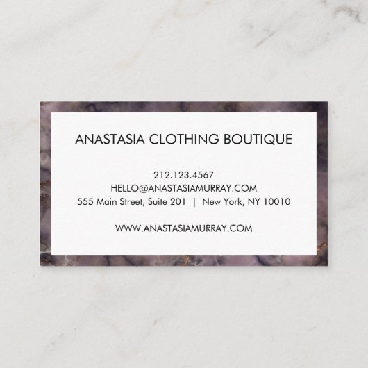 スモーキーモダン白黒マーブルミニマリストラグジュアリー 名刺 (裏面)
