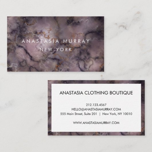 スモーキーモダン白黒マーブルミニマリストラグジュアリー 名刺 (正面/裏面)