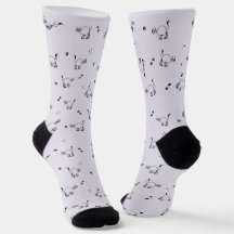 スモーキーラベンダー 猫 ラインアート パターン ソックス