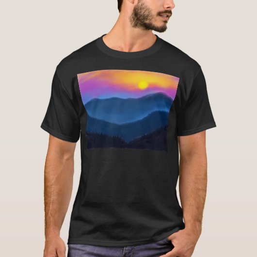 スモーキー山脈のサンセット アクティブ Tシャツ (正面)