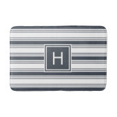 スモーキー海軍とホワイトストライプモノグラム バスマット (正面)