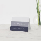 スモーキー真夜中ブルーグレーカラーブロックサンキュー サンキューカード (正面)