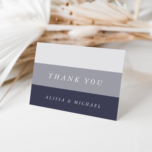 スモーキー真夜中ブルーグレーカラーブロックサンキュー サンキューカード