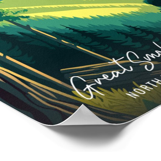 スモーキー素晴らしマウンテンズヴィンテージ旅行イラストレーション ポスター (角)