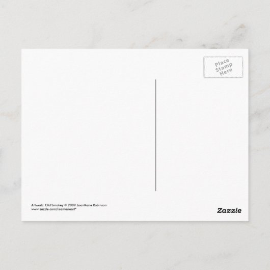 スモーキー |グリーンアイドブルーグレー猫ポートレート ポストカード (裏面)