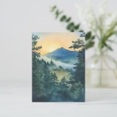 スモーキー・スリーピング・ユート山の水彩画 ポストカード (スタンド正面)