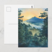 スモーキー・スリーピング・ユート山の水彩画 ポストカード (正面/裏面)