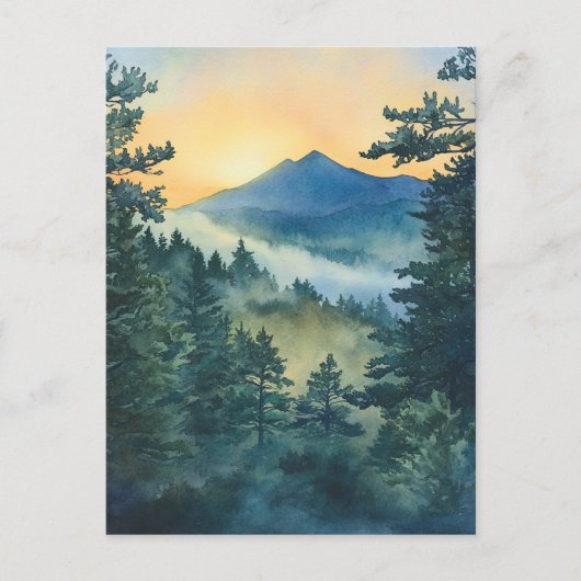 スモーキー・スリーピング・ユート山の水彩画 ポストカード (正面)