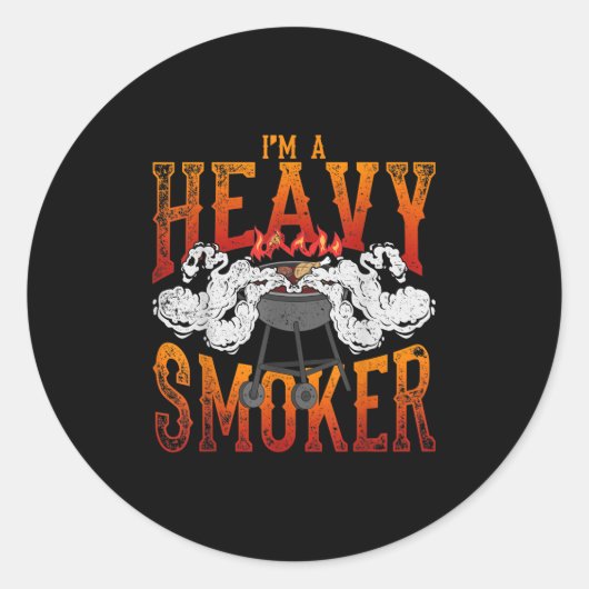 スモークおもしろいミートラバーBbqシェフグリルマスターギフト ラウンドシール (正面)