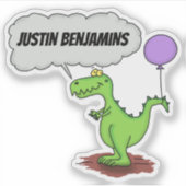 スモークおもしろい漫画と可愛い緑の竜 シール (正面)