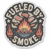 スモークに燃える面白いピットマスターBBQ シール (正面)