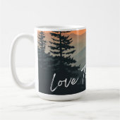 スモークの山々のオレンジ色の空 コーヒーマグカップ (左)