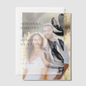 スモークエレガントフラワーズサイド文字ネイビー結婚ズ ベラム紙招待状 (オフセット (カップル))