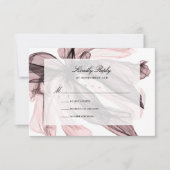 スモークエレガントフローラダスティバラピンク結婚ズ 出欠カード (正面)