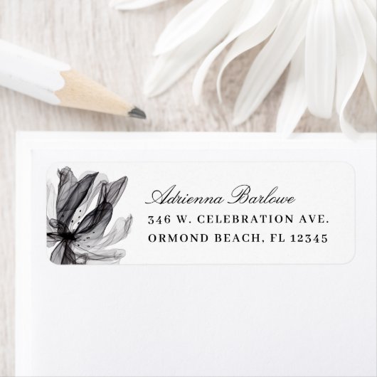 スモークエレガントフローラ白黒差出人住所 ラベル (インサイチュ)