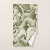 スモークオリーブグリーンとタンパターン バスタオルセット (ハンドタオル)