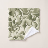 スモークオリーブグリーンとタンパターン バスタオルセット (ウォッシュタオル)