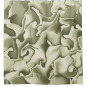 スモークオリーブグリーンとタン シャワーカーテン (正面)